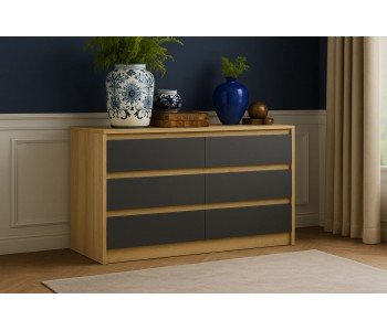 Комод "Мальм" 6 ящиков дуб крафт золотой/графит (Ориноко)